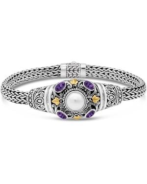DEVATA Amethyst Freshwater Cultured Pearl Bracelet - White