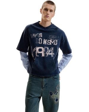 Desigual Printed Long-Sleeve Sweatshirt, Cotton - Blue