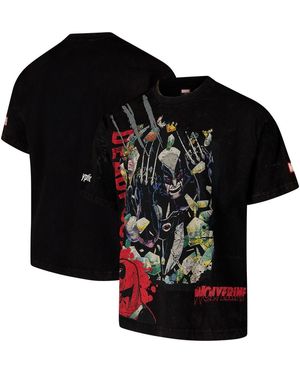 Virtual Thread Wolverine Dekryptic Wolverine Deadpool Oversized Fit And Heavy Wash T-shirt - Black