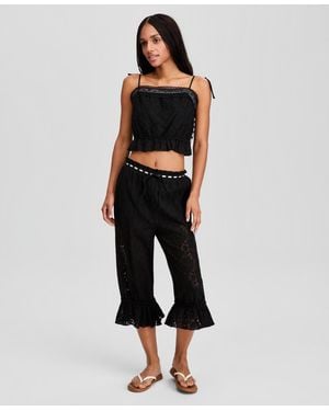And Now This Ribbon-trim Lace Capri Pants - Black