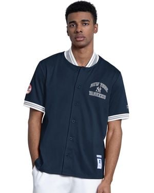Starter New York Yankees Button-up Short Sleeve Jacket - Blue