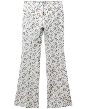 Mango Wide-leg Floral-print Pants - White