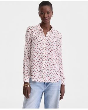 On 34th Button-front Crepe Shirt - Red
