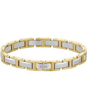 BOSS Men Nolan Stainless Steel Ionic Plated Thin Gold Steel Bracelet - Metallic