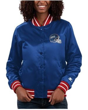 Starter New York Giants Full Count Satin Full-snap Varsity Jacket - Blue