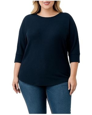 Standards & Practices Plus Size 3/4 Dolman Sleeve Curved Hem Top - Blue