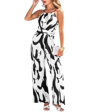 CUPSHE Modern Vision Abstract Jumpsuit - White