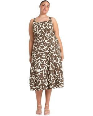 Estelle Plus Size Sylvia Square-neck Midi Dress - White