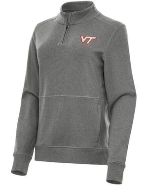 Antigua Heather Black Virginia Tech Hokies Crush Quarter-zip Fleece Sweatshirt - Gray