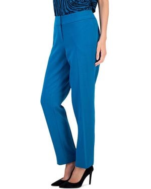 Kasper Petite Mid-rise Slim Straight-leg Crepe Pants - Blue
