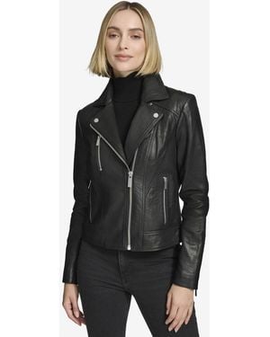 Andrew Marc Black Label Andrew Marc Label Carnegie Moto Leather Jacket - Black