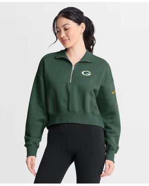 Nike Bay Packers Phoenix Fleece Quarter-zip Sweatshirt - Green