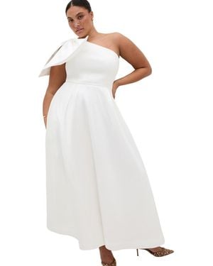 City Chic Plus Size Captivate One Shoulder Maxi Dress - White