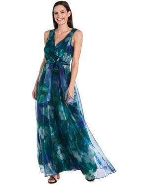 R & M Richards Petite Sleeveless Bow-tie A-line Dress - Blue