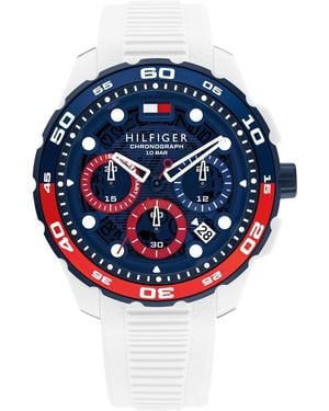 Tommy Hilfiger Chronograph White Silicone Strap Watch - Blue