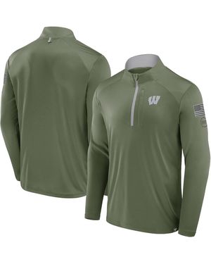 Fanatics Wisconsin Badgers Oht Military Appreciationâ Defender Quarter-zip Jacket - Green