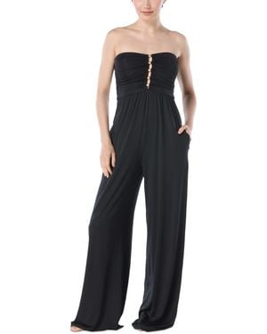 Carmen Marc Valvo Ruched Jumpsuit Swim Cover-up - Blue