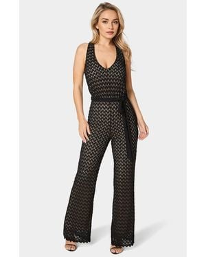 Bebe Lace V-neck Jumpsuit - Black