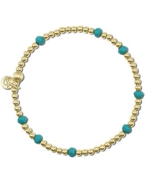 Bowood Lane Non-tarnishing 3mm Filled Ball And Teal Glass Bead Stretch Bracelet - Metallic