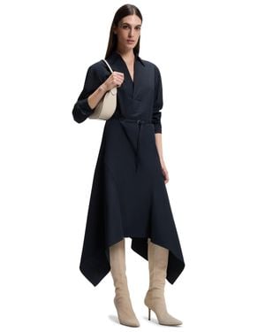 BOSS Boss By Cotton Poplin Belted Shirt Dress - Blue