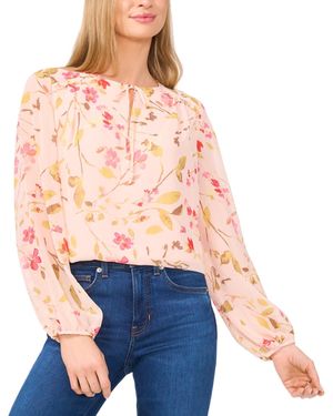 Cece Tie-neck Long-sleeve Blouse - Orange