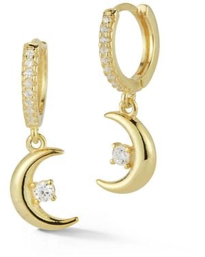 Rachel Zoe 14k Plated Sterling Silver Moon Charm Earrings - Metallic