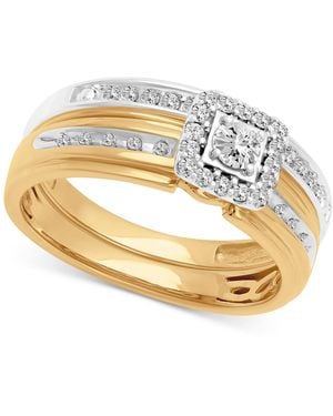 Triton Diamond Square Halo Cluster Bridal Set (3/8 Ct. T.w. - Metallic