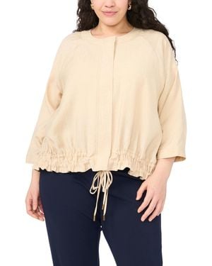 Vince Camuto Plus Size Crewneck Cinch Raglan Jacket - Blue