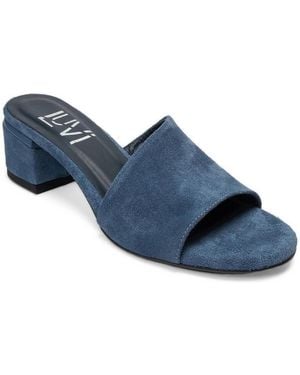 Forever & Always Shoes Forever And Always Shoes Delavie Leather Block Heel Sandal - Blue