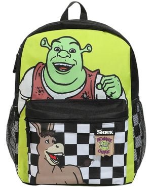 Shrek & Donkey Swamp & Checkered Backgrounds 16" Backpack For Boys - Green