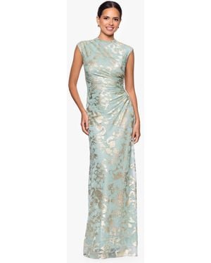Betsy & Adam Mock Neck Gown Dress - White