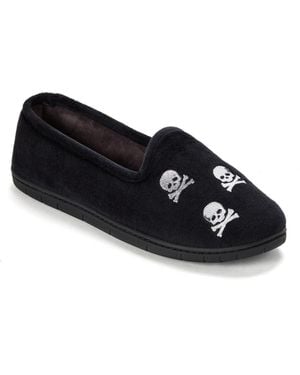 Dearfoams Halloween Velour Closed Back Slippers - Black