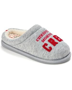 Dearfoams Christmas Morning Crew Slippers - Gray