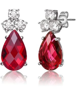 Genevive Jewelry Sterling Silver White Gold Plated - Red