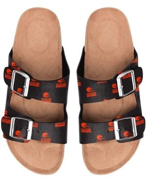 FOCO Cleveland Browns Mini Print Double Buckle Sandal - Black