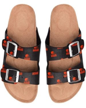 FOCO Cleveland Browns Mini Print Double Buckle Sandal - Black