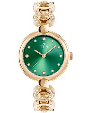 Philipp Plein Rebel Quartz Round Ip Yellow Case Watch 32mm - Green