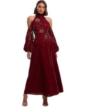 Karen Millen Embroidered High Neck Maxi Dress