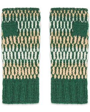 feel good S Artisan Hand-knit Adirondack Winter Wool Half Mitten - Green