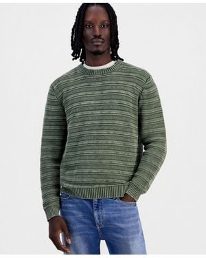 Sun & Stone Sun + Stone Acid-washed Textured Stripe Long-sleeve Sweater - Green
