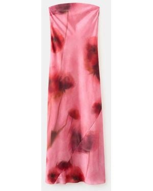 Mango Strapless Floral Dress - Pink