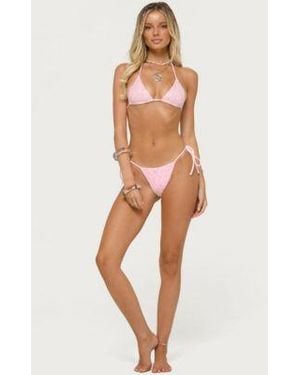 Edikted Naomey Sequin Trigangle Bikini Top Bikini Bottom - White