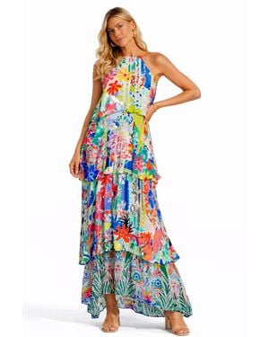 La Moda Clothing Flowing Tiered Skirt Maxi Dress - White