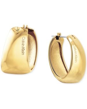Calvin Klein Small Modern Purity Hoop Earrings - Metallic