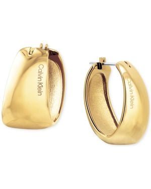 Calvin Klein Small Modern Purity Hoop Earrings - Metallic