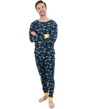 Leveret Matching Family Two-piece Cotton Long Sleeve Shirt And Pants Allover Print Pajamas - Blue