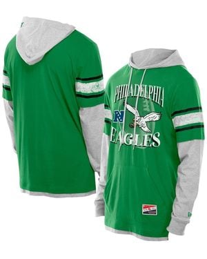KTZ Philadelphia Eagles Twofer Layered Long Sleeve Hoodie T-shirt - Green