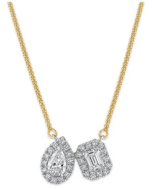 Macy's Lab-grown Diamond 2-stone Pendant Necklace (1-1/5 Ct. T.w. - Metallic