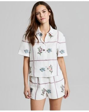 And Now This Cotton Patchwork Camp Shirt - White