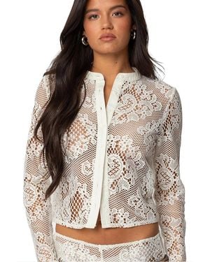 Edikted Peyson Sheer Lace Top - Brown